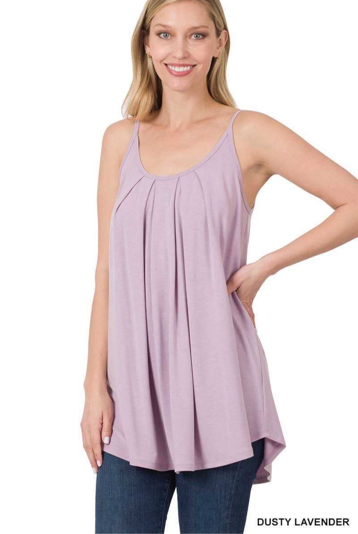 Perfect Pleated Cami In Dusty Lavender