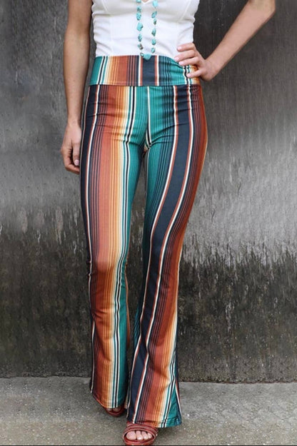 Colorful Striped High Waisted Bell Bottom Pants