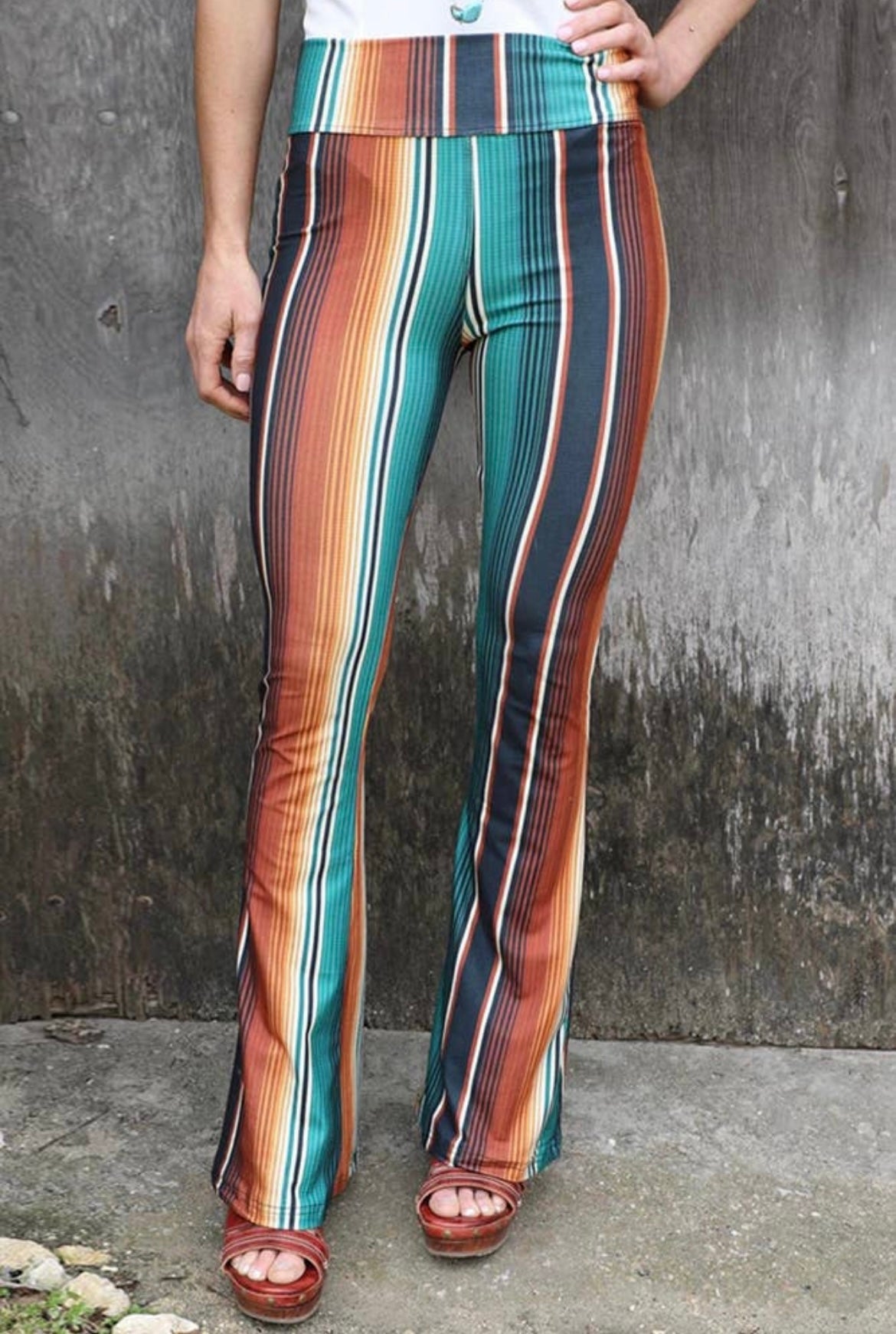 Colorful Striped High Waisted Bell Bottom Pants