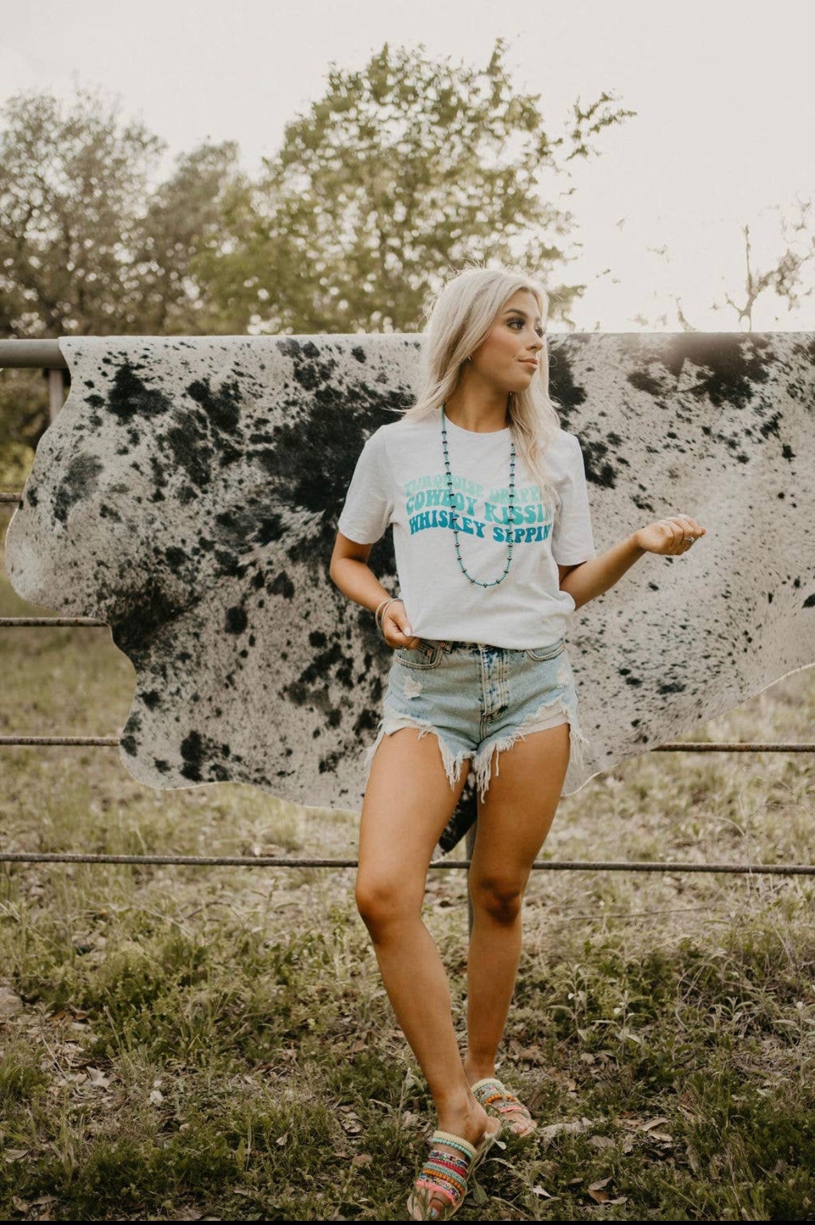 Turquoise Drippin’, Cowboy Kissin’, Sippin’ Graphic Tee