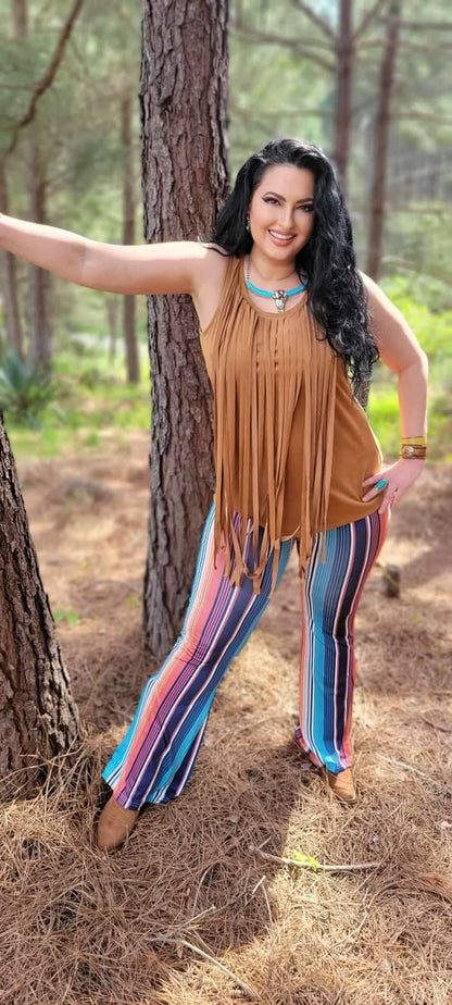 Colorful Striped High Waisted Bell Bottom Pants