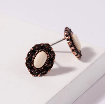 Collecting Concho Stones - Ivory Stud Earrings Set