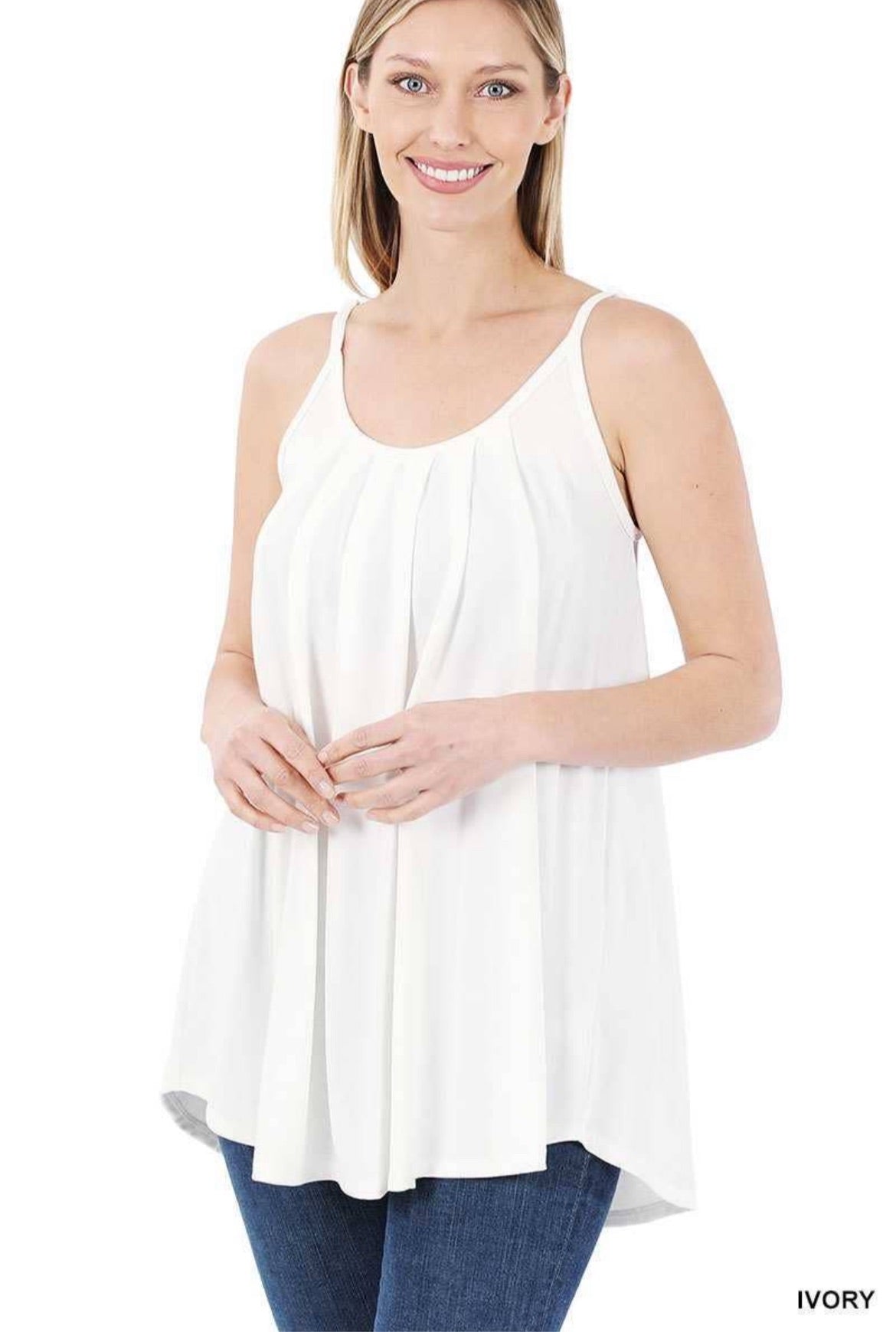 Perfect Pleated Cami In White