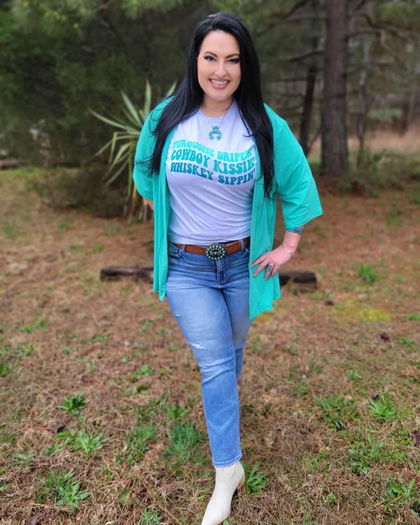 Turquoise Drippin’, Cowboy Kissin’, Sippin’ Graphic Tee