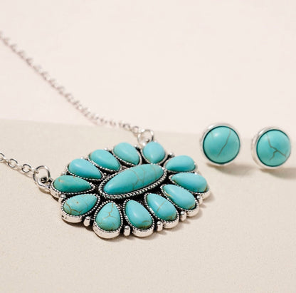 Olivia Oval Turquoise Squash Stone Necklace