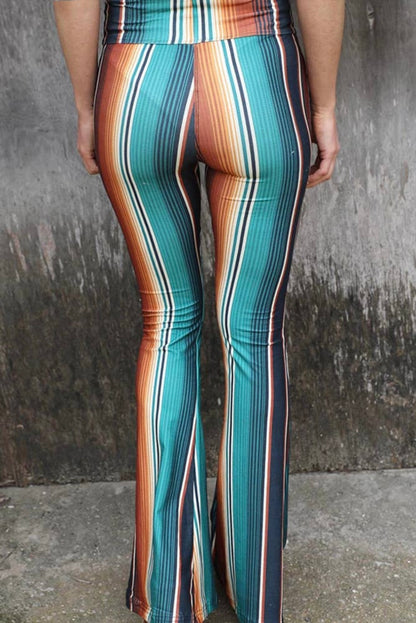 Colorful Striped High Waisted Bell Bottom Pants