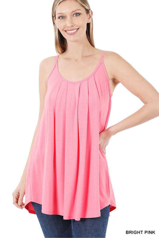 Perfect Pleated Cami In Bright Pink